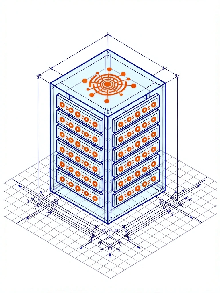 Digital infrastructure schematic representing data storage